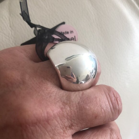 E&L Sterling Silver Large Wide Electroform Statement Ring Israel Sz. 8 - Picture 8 of 15